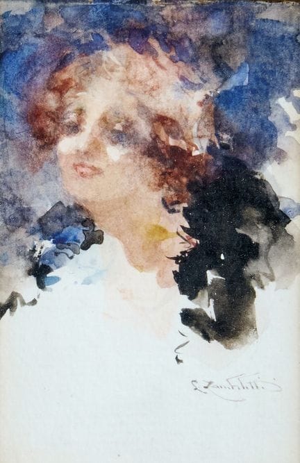 LODOVICO ZAMBELETTI 1881-1966 RETRATO DE UNA NIÑA 