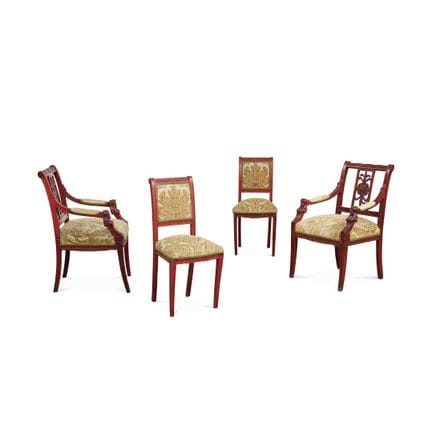 SET AUS ZWEI STÜHLEN UND ZWEI SESSELN AUS DEM 19. 