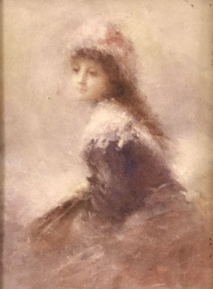 TRANQUILLO CREMONA 1837-1878 FANCIULLA - Acuarela 