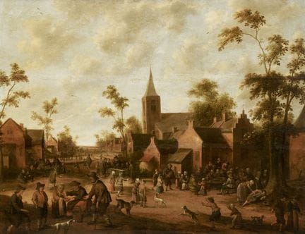 FLÄMISCHE SCHULE DES 17. JAHRHUNDERTS – DORFSZENE 