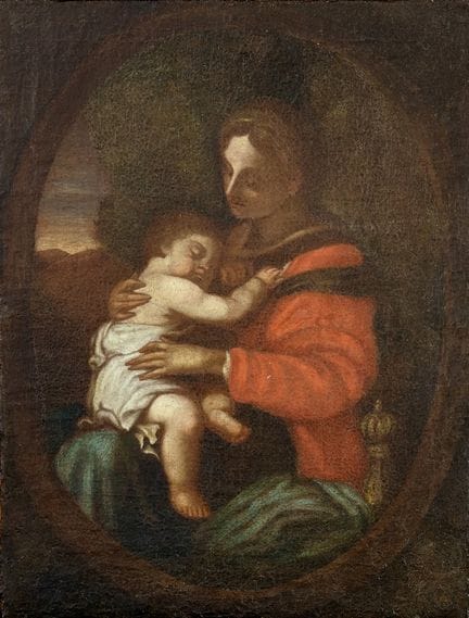 SCHULE DES 18. JAHRHUNDERTS: MADONNA MIT KIND – Öl