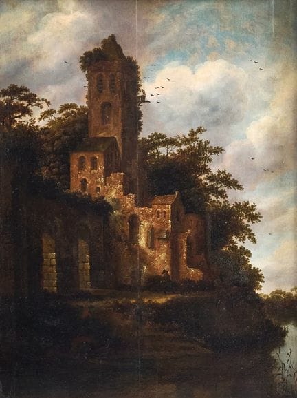 ESCUELA DEL SIGLO XVIII. PAR DE PAISAJES CON RUINA