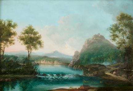 ESCUELA DEL SIGLO XVIII: PAREJA DE PAISAJES - Óleo