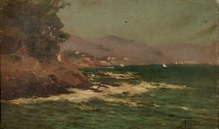 ANDREA FIGARI 1858-1945 MARINA - Óleo sobre tabla.