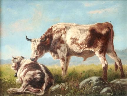 FILIPPO PALIZZI 1818-1899 BUEYES PASTANDO - Óleo s