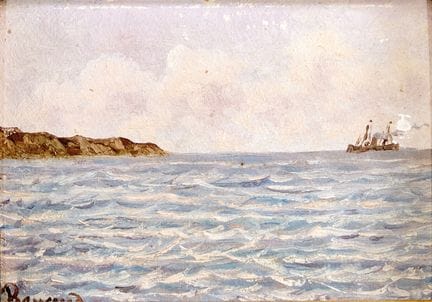 ENRICO REYCEND 1855-1928 MARINA - Óleo sobre cartó