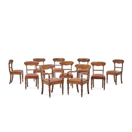 CONJUNTO DE ASIENTOS DEL SIGLO XIX - Nogal, compue