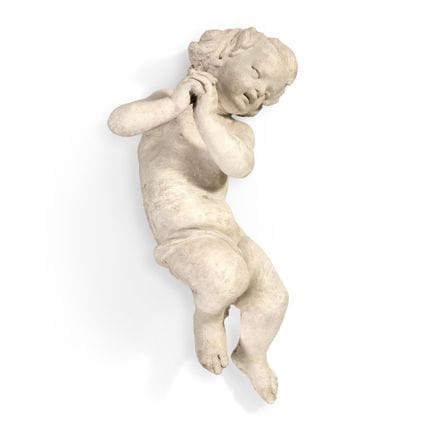18世纪意大利画派 天使童像——彩绘石膏。有破损，经修复。98.00 × 48.00 × 36.00