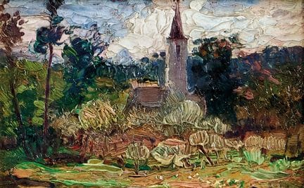 ALESSANDRO LUPO 1876-1953 PAISAJE CON CAMPANARIO -