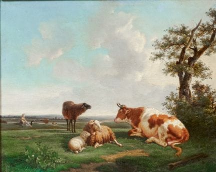 VICTOR-EMILE CARTIER 1811-1866 PAISAJE CON REBAÑOS