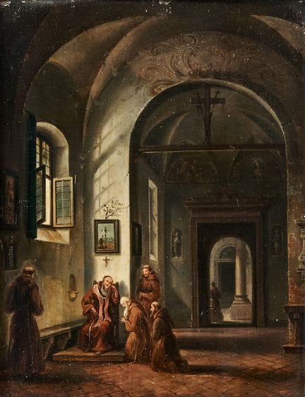 ESCUELA ITALIANA DEL SIGLO XIX. INTERIOR DE UNA AB