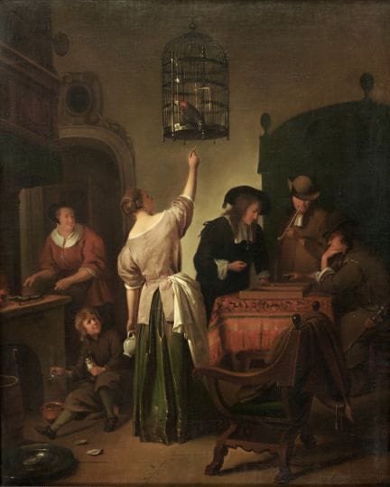 MORITZ CALISCH 1819-1870 INTERIOR DE UNA SALA DE J