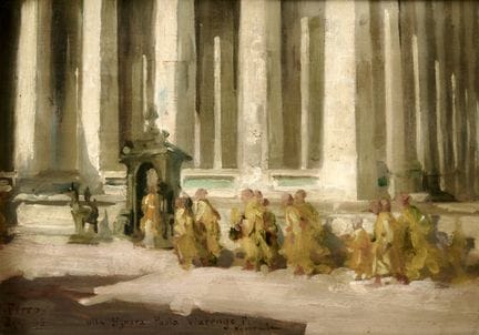 CESARE FERRO 1880-1934 BOCETO 1905 - Óleo sobre ta