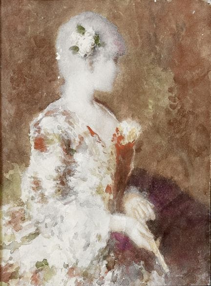 GIACOMO FAVRETTO 1849-1887 DAMA VENECIANA - Acuare