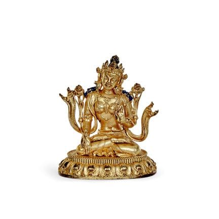 TARA VERDE DE CHINA, SIGLO XX - Bronce dorado. 3,5