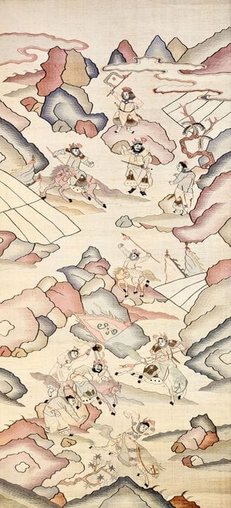 COPPIA DI GRANDI PANNELLI CINA, DINASTIA QING, XIX