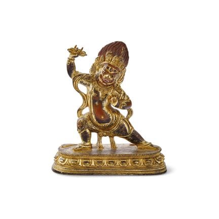 VAJRAPANI, TÍBET, SIGLO XVIII - Bronce dorado y pi