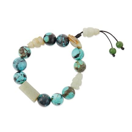 PULSERA DE CHINA, SIGLO XX - Turquesa y jade. 
9 c