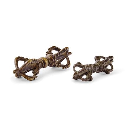 GRUPO DE DOS VAJRA DEL TÍBET, SIGLO XX - Bronce. 
