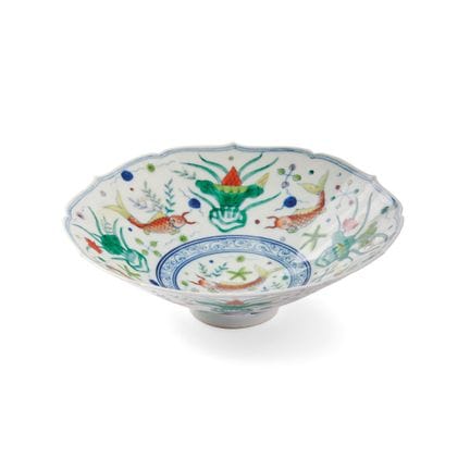 CUENCO CHINO, SIGLO XX - Porcelana con decoración 