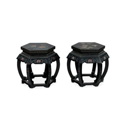 PAIR OF LOW TABLES - China, 20th century. Polychro