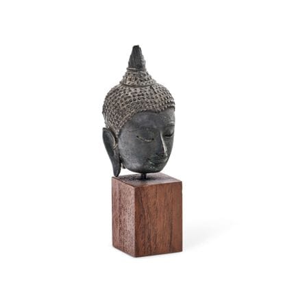 CABEZA DE BUDDHA DE TAILANDIA, SIGLO XIX - Bronce;