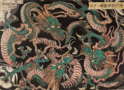 KEISAI EISEN: DRAGONES DE AGUA (MIZUCHI) PERÍODO E