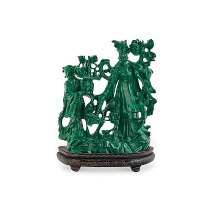 INTAGLIO CINA, XX SECOLO - Malachite, due figure f