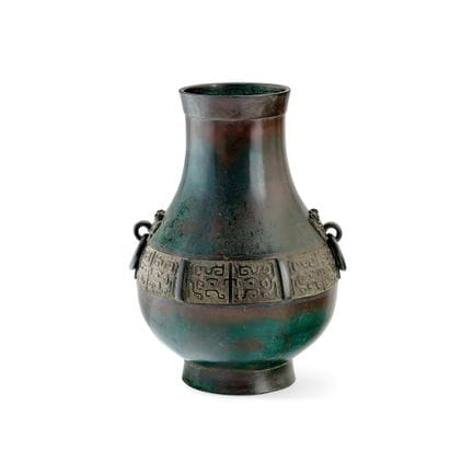 VASO, HU - Cina, dinastia Qing Bronzo, prese a tes