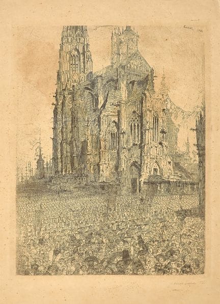 JAMES ENSOR 1860-1949 La Cathédrale 1886 - Etching
