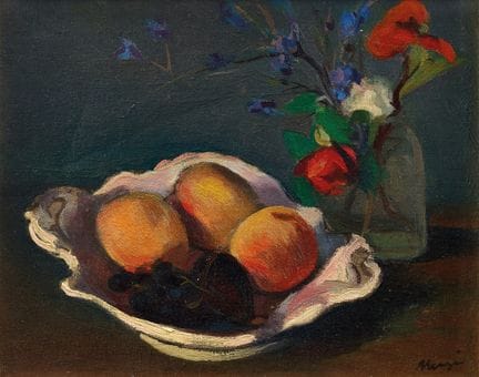 FRANCESCO MENZIO  1899-1979 Fruttiera e vaso di fi
