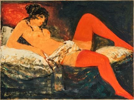 SALVATORE FIUME  1915-1997 Odalisca  - Olio su fae