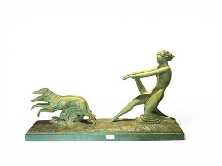 Ugo CIPRIANI (1887-1960),"Femme aux chiens". Sculp