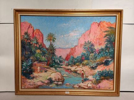Martin LINDENAU: "Le gole di El Kantara". Olio su 