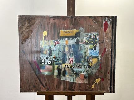 HENRY Olivier: "New York". Tecnica mista su tela, 