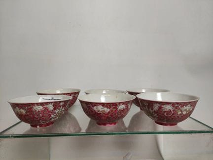 CINA: sei sorbetti in porcellana smaltata policrom