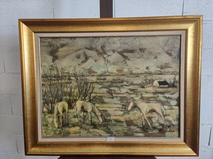 Toussaint d'ORCINO, "Cavalli in Camargue", HST, SB