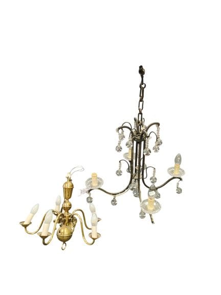 Lampadario in stile olandese in ottone a 5 luci. A