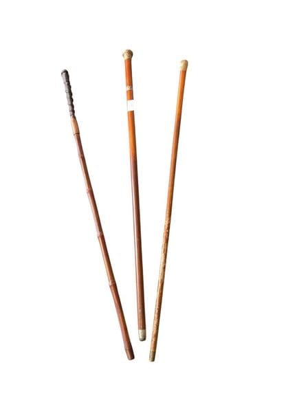 A set of three canes consisting of: 
- a wooden sw