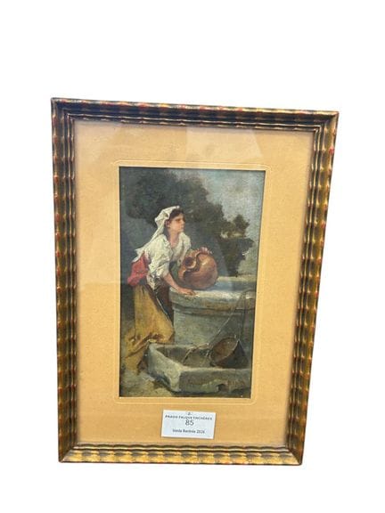 F. RAYMOND ?, " Jeune fille à la cruche ". Huile s