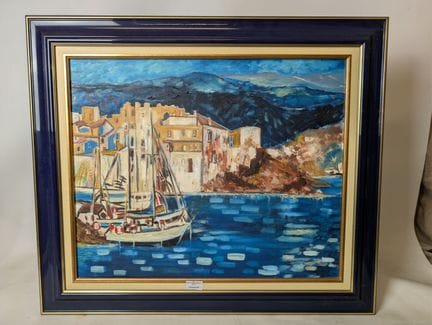 BENITAS : " Le port, Sète". Huile sur toile, contr