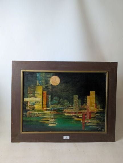 Scuola del XX secolo: “Paesaggio urbano”. Olio su 