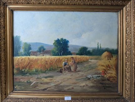 LARTIGAU: "I raccolti". Olio su tela, SBD, 50 x 65
