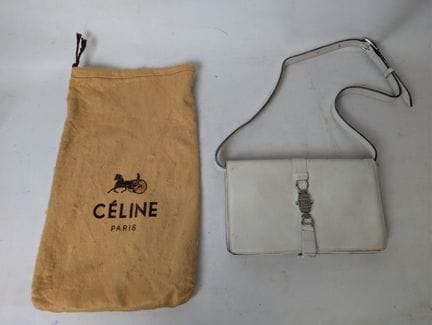 CELINE, Parigi:  Borsa a tracolla in pelle bianca,