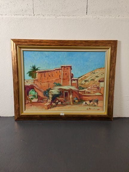 Martin LINDENAU: "Kasbah nell'Alto Atlante". Olio 