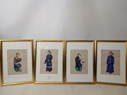 CINA: Insieme di quattro guazzi su carta di riso i