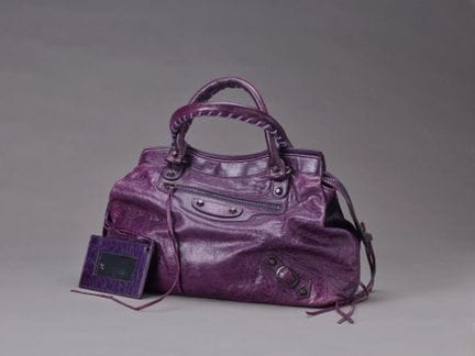 BALENCIAGASac "Vélo" 36cm en chèvre vieilli violet