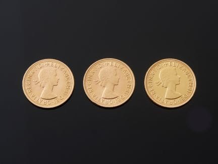 Trois pièces souverains en or 916 millièmes, Elisa