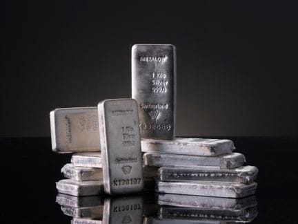 Dix lingots d'un kilogramme d'argent 999 millièmes