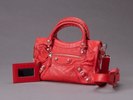 BALENCIAGASac "Mini City" 24cm en cuir vieilli coq